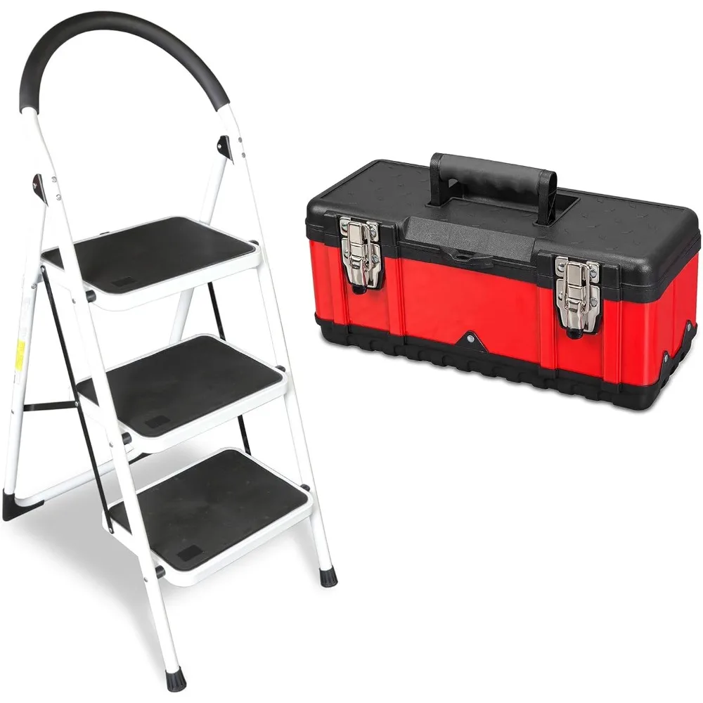home.3-ступенчатая лестница и стальной ящик для инструментов — 15,5-дюймовый портативный ящик для инструментов-органайзер с нескользящей ручкой
home.3-ступенчатая лестница и стальной ящик для инструментов — 15,5-дюймовый портативный ящик для инструментов-органайзер с нескользящей ручкой