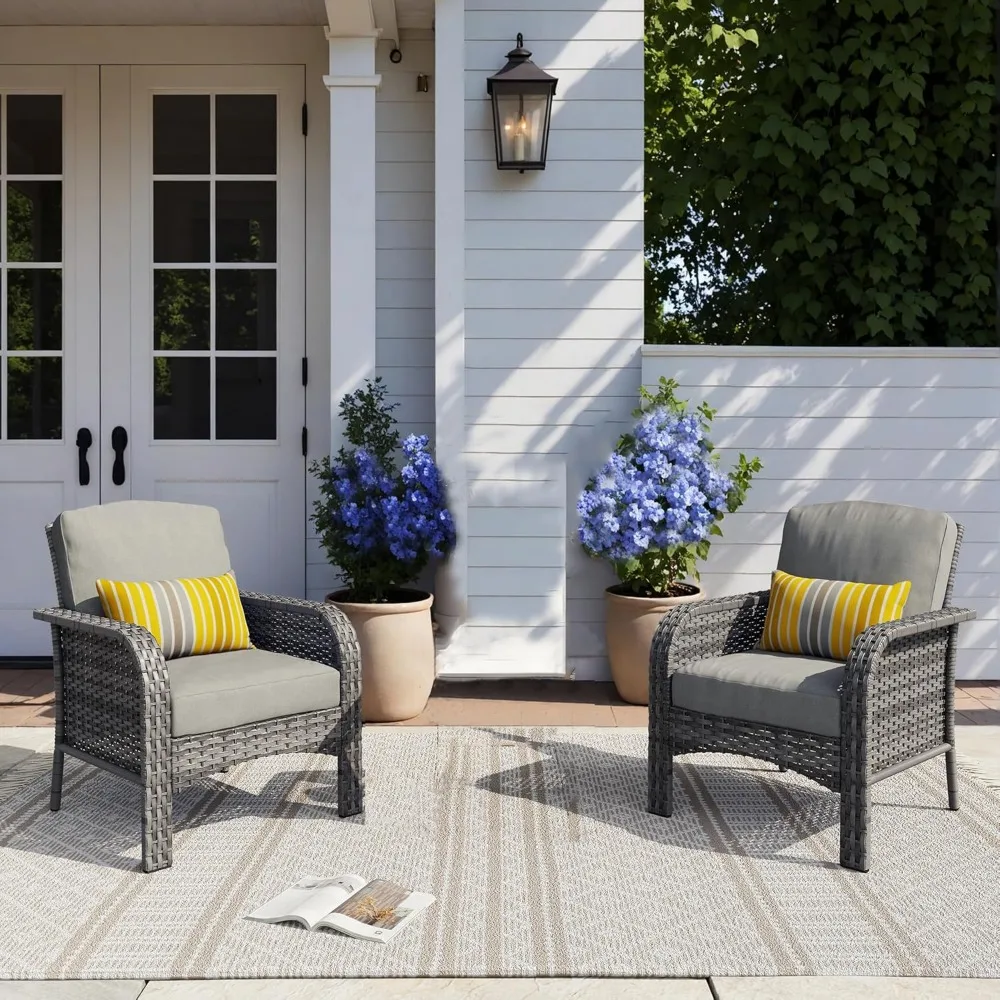 Комплект мебели для патио, комплект плетеных стульев для улицы из 2 предметов, всепогодные стулья для бистро с удобной высокой спинкой, темно-серый
Комплект мебели для патио, комплект плетеных стульев для улицы из 2 предметов, всепогодные стулья для бистро с удобной высокой спинкой, темно-серый