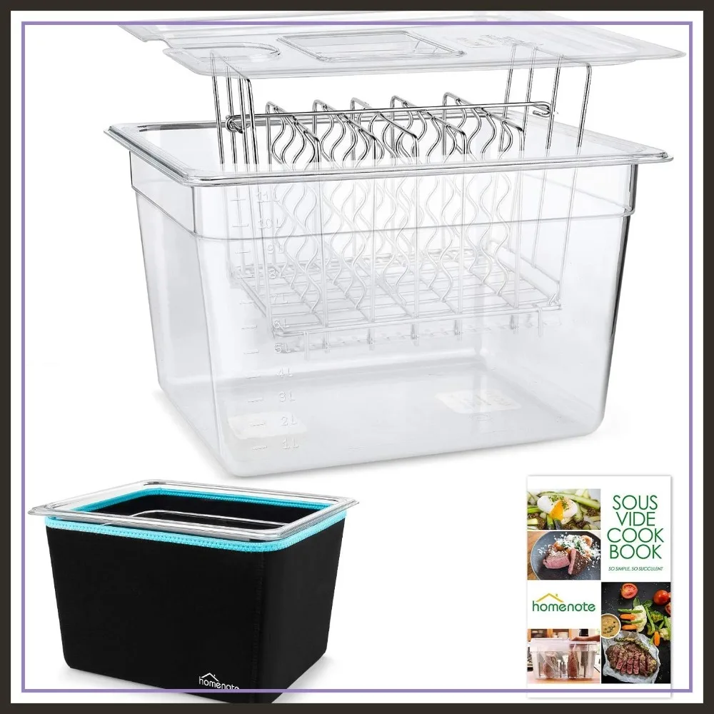 12 Quart Sous Vide Container with Lid, Rack & Sleeve - BPA Free Complete Kit with Cookbook for Most Cookers
12 Quart Sous Vide Container with Lid, Rack & Sleeve - BPA Free Complete Kit with Cookbook for Most Cookers