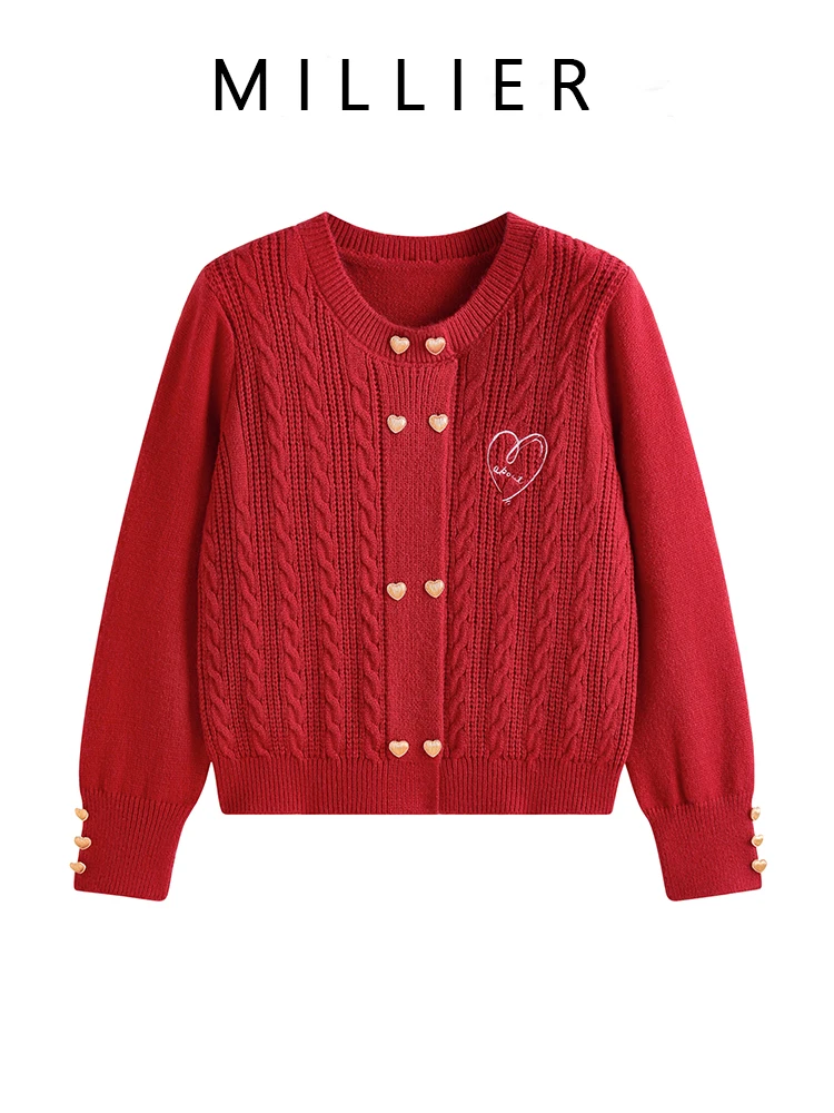 Sweet Hot Girl O-neck Double Breasted Knitted Cardigan Women's Autumn/winter Embroidered Twist Sweater Fashion Female Clothes
Sweet Hot Girl O-neck Double Breasted Knitted Cardigan Women's Autumn/winter Embroidered Twist Sweater Fashion Female Clothes