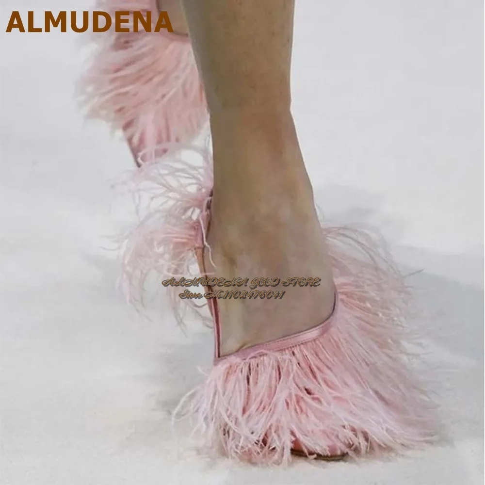 ALMUDENA Orange Pink Fur Fringe High Heel Shoes Stiletto Heel Satin Cloth S-Shaped Feather Fluffy Party Shoes Pointed Toe
ALMUDENA Orange Pink Fur Fringe High Heel Shoes Stiletto Heel Satin Cloth S-Shaped Feather Fluffy Party Shoes Pointed Toe