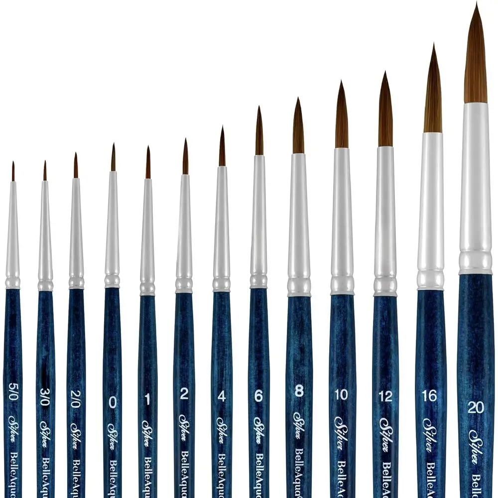 -2750S BelleAqua Wet and Wild 13pc Professional Watercolor Brush Set, Soft Synthetic Red Sable Round Paint Brush Set, Sizes 5/0,
-2750S BelleAqua Wet and Wild 13pc Professional Watercolor Brush Set, Soft Synthetic Red Sable Round Paint Brush Set, Sizes 5/0,