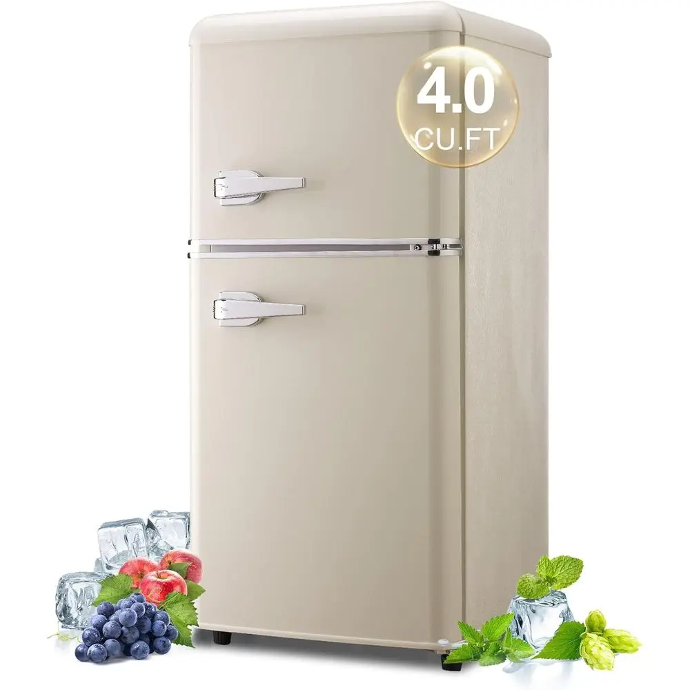 Retro Mini ridge with reezer 4.0 Cu. t, Small Rerigerator with 7 Level Adjustable tat, Compact Classic Dual Door ridge Removable
Retro Mini ridge with reezer 4.0 Cu. t, Small Rerigerator with 7 Level Adjustable tat, Compact Classic Dual Door ridge Removable