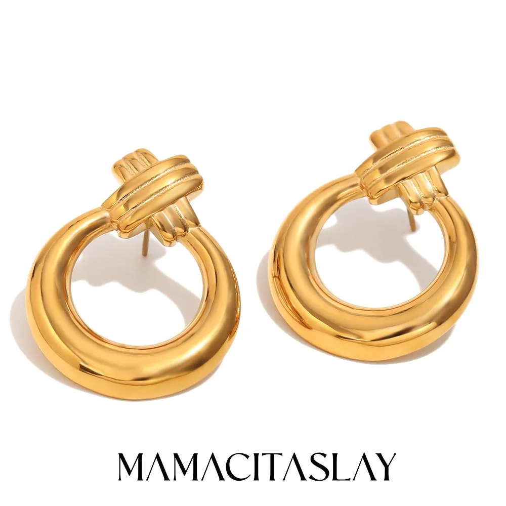 MamacitaSlay Unique 18K Gold Plated Stainless Steel O Shaped Cross Earrings 2025 New Trend Waterproof Jewelry Women's Charm Gift
MamacitaSlay Unique 18K Gold Plated Stainless Steel O Shaped Cross Earrings 2025 New Trend Waterproof Jewelry Women's Charm Gift