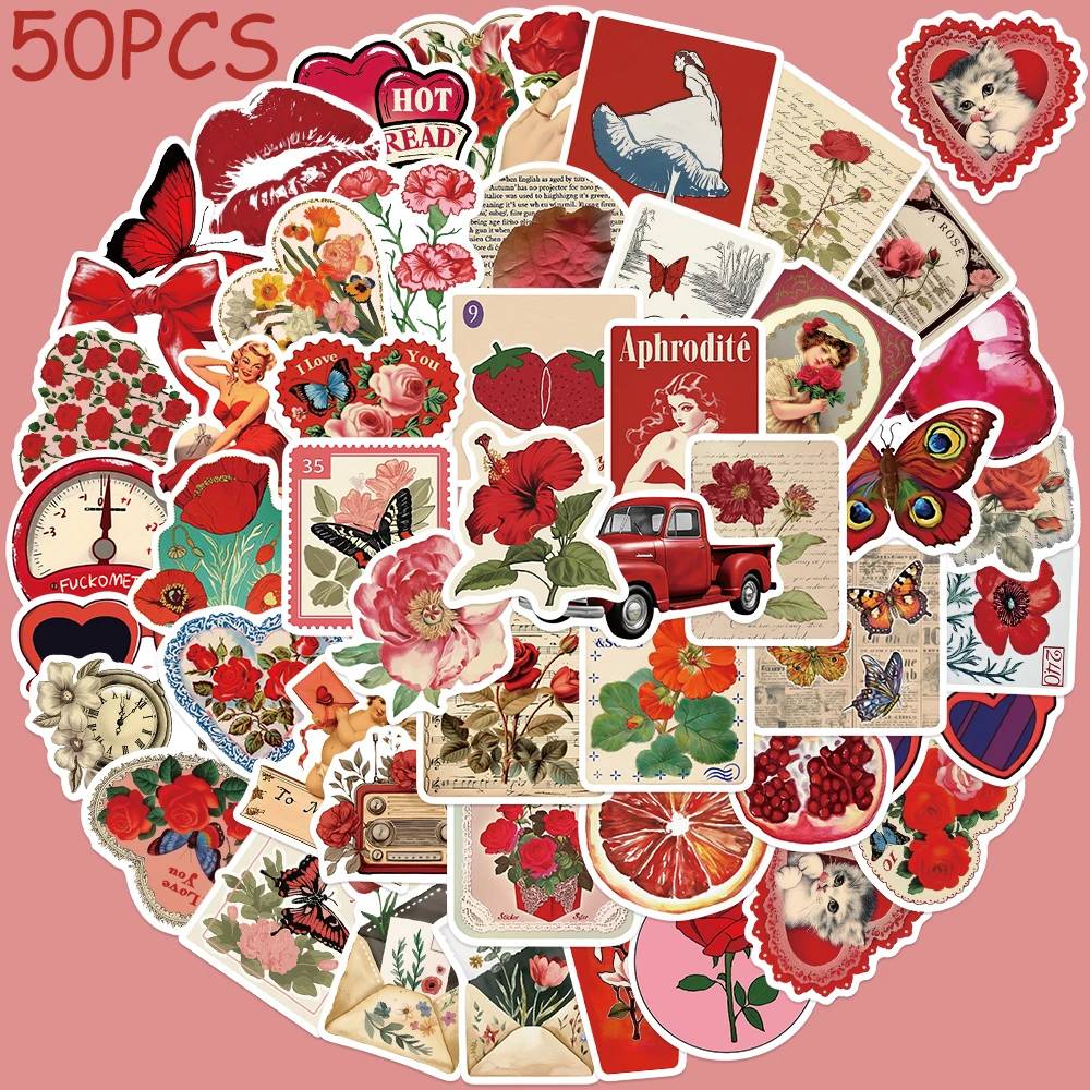 50pcs Cartoon Aesthetic Red Stickers Decals For Phone Laptop Scrapbook Skateboard DIY Graffiti Waterproof Stickers kids Gifts
50pcs Cartoon Aesthetic Red Stickers Decals For Phone Laptop Scrapbook Skateboard DIY Graffiti Waterproof Stickers kids Gifts