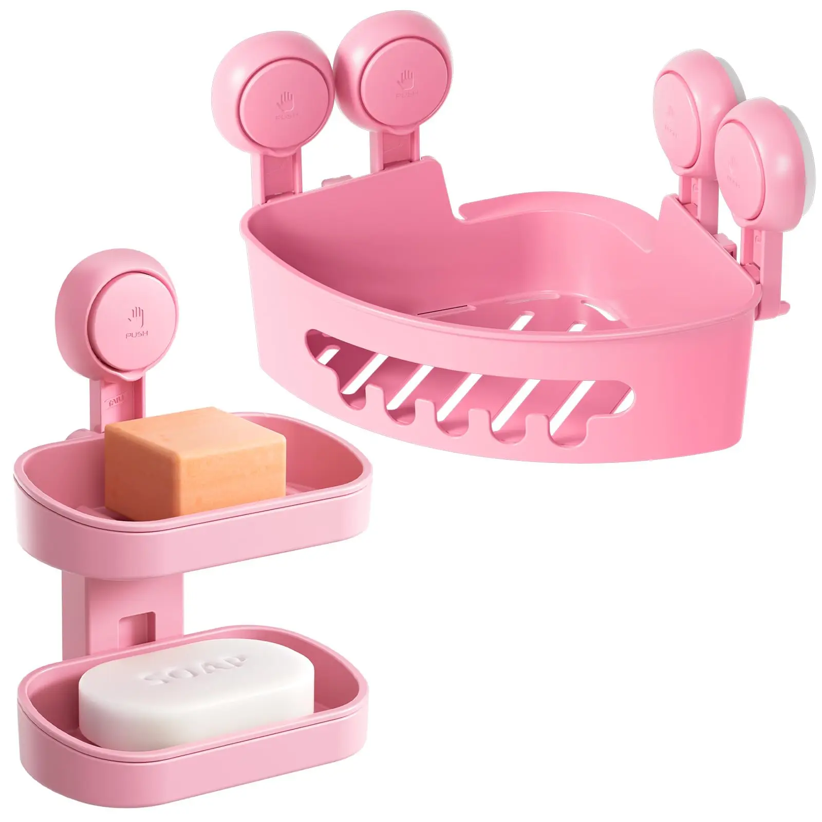 Pink Corner Shower Organizer With Suction Cups, Double-Layer Soap Dish Holder, Drill-Free Wall Mount Plastic Rack For Bathroom
Pink Corner Shower Organizer With Suction Cups, Double-Layer Soap Dish Holder, Drill-Free Wall Mount Plastic Rack For Bathroom