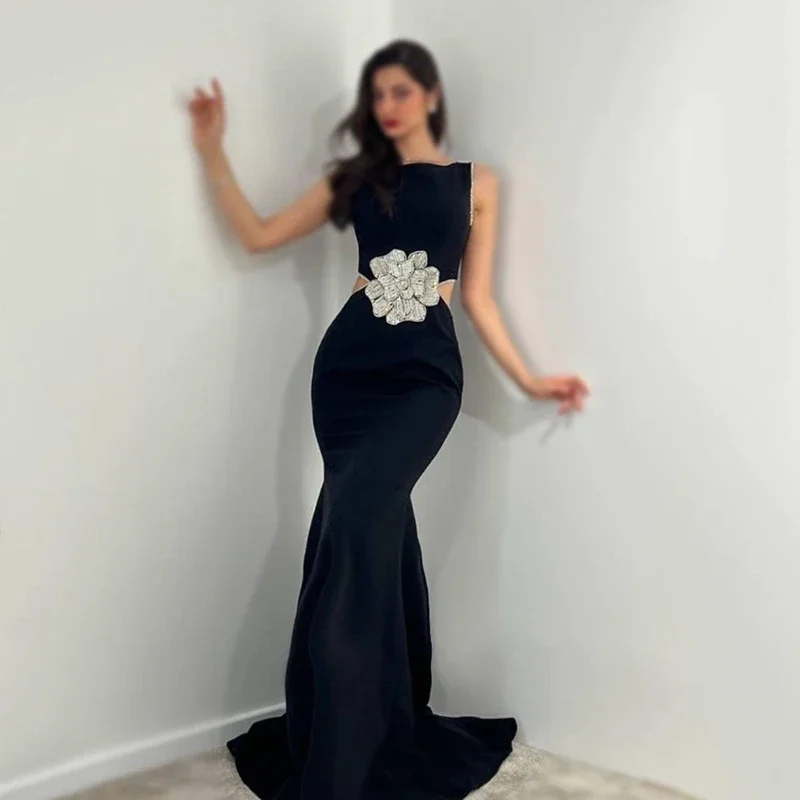 CustomizedSimple Black Mermaid Jersey Evening Dresses With Sequined Flower Sleeveless Sweep Train Floor Length Formal
CustomizedSimple Black Mermaid Jersey Evening Dresses With Sequined Flower Sleeveless Sweep Train Floor Length Formal