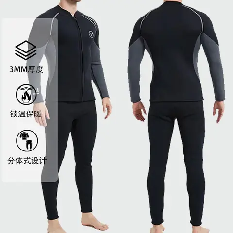 3MM/2MM Men Wetsuit Neoprene Scuba Diving Suit Zipper Jacket Pants Spearfishing Swimwear Kayak Surfing Swimsuit