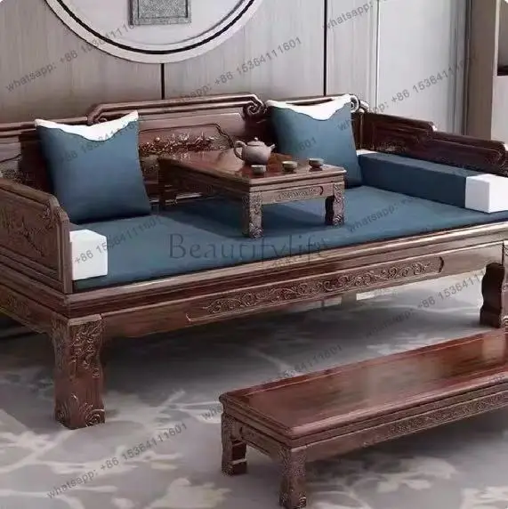 New Chinese solid wood antique sofa Ming and Qing classical log golden pear wood carving flower Arhat couch
New Chinese solid wood antique sofa Ming and Qing classical log golden pear wood carving flower Arhat couch