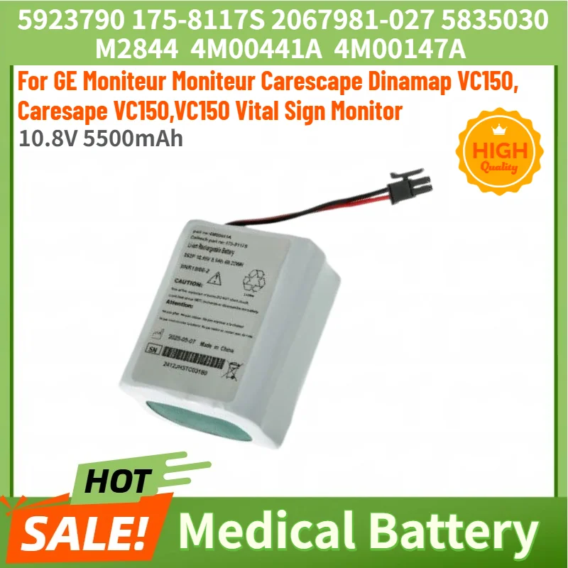 4M00441A 4M00147A M2844 High Quality Medical Battery 10.8V 5500mAh for GE Moniteur Carescape Dinamap VC150,5923790,175-8117S
4M00441A 4M00147A M2844 High Quality Medical Battery 10.8V 5500mAh for GE Moniteur Carescape Dinamap VC150,5923790,175-8117S