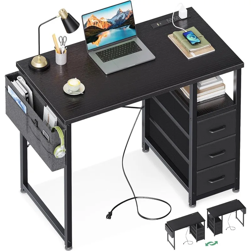 32-Inch Small Computer Desk with Fabric Drawers and Charging Station, Kids Girls Teen Study Writing Desk for Bedroom
32-Inch Small Computer Desk with Fabric Drawers and Charging Station, Kids Girls Teen Study Writing Desk for Bedroom