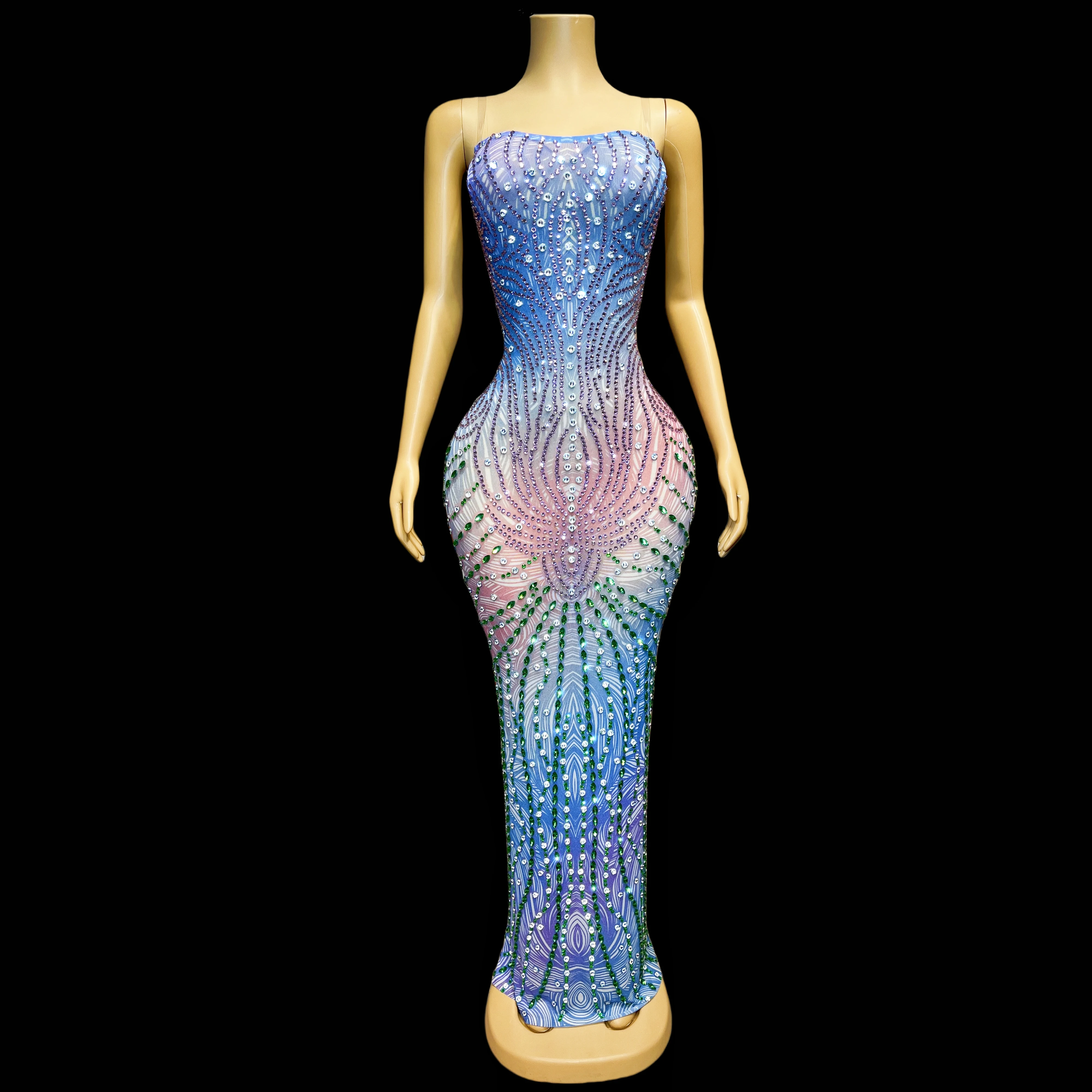 Luxury Colored Rhinestone Birthday Celebration Dress Crystal Mesh Transparent Sexy Collection bingxue
Luxury Colored Rhinestone Birthday Celebration Dress Crystal Mesh Transparent Sexy Collection bingxue