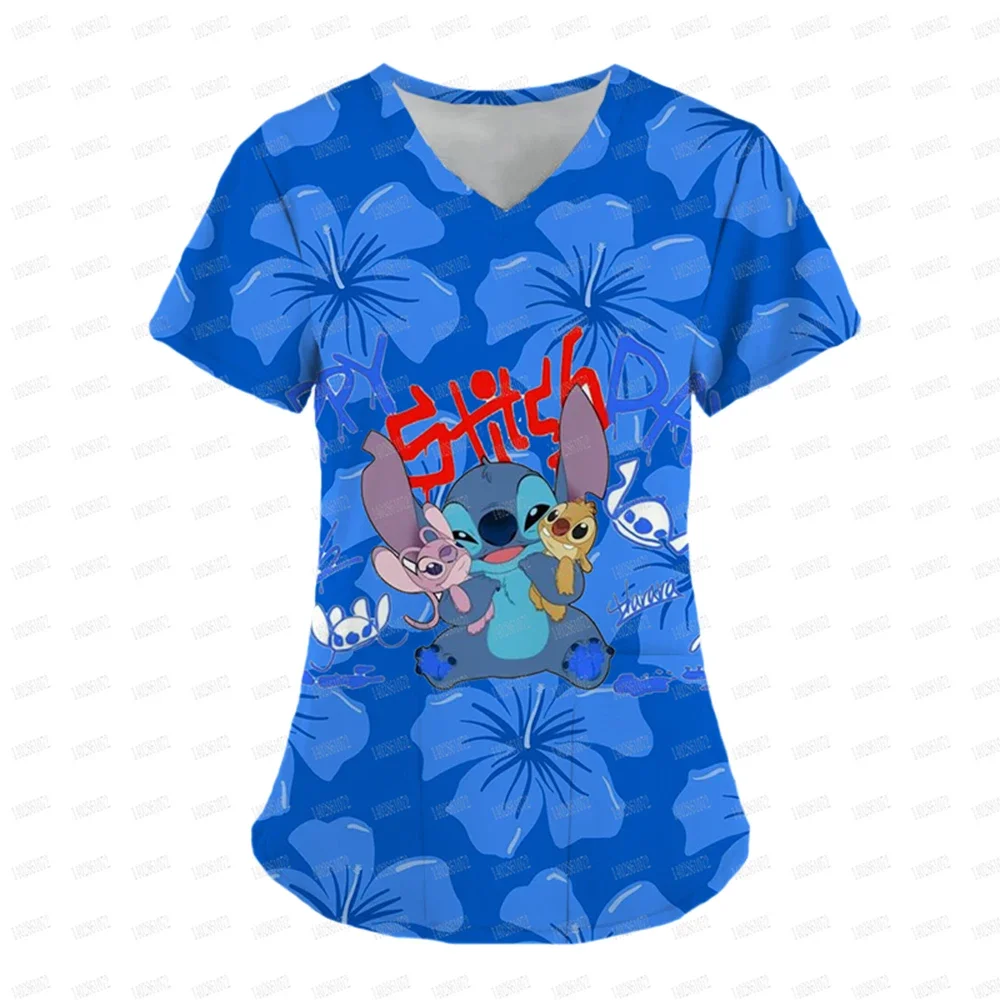 Униформа медсестры, топы с v-образным вырезом, футболка Disney Stitch, больничная женская одежда, топ с карманами, женская летняя футболка 2025 года, футболки, футболки
Униформа медсестры, топы с v-образным вырезом, футболка Disney Stitch, больничная женская одежда, топ с карманами, женская летняя футболка 2025 года, футболки, футболки