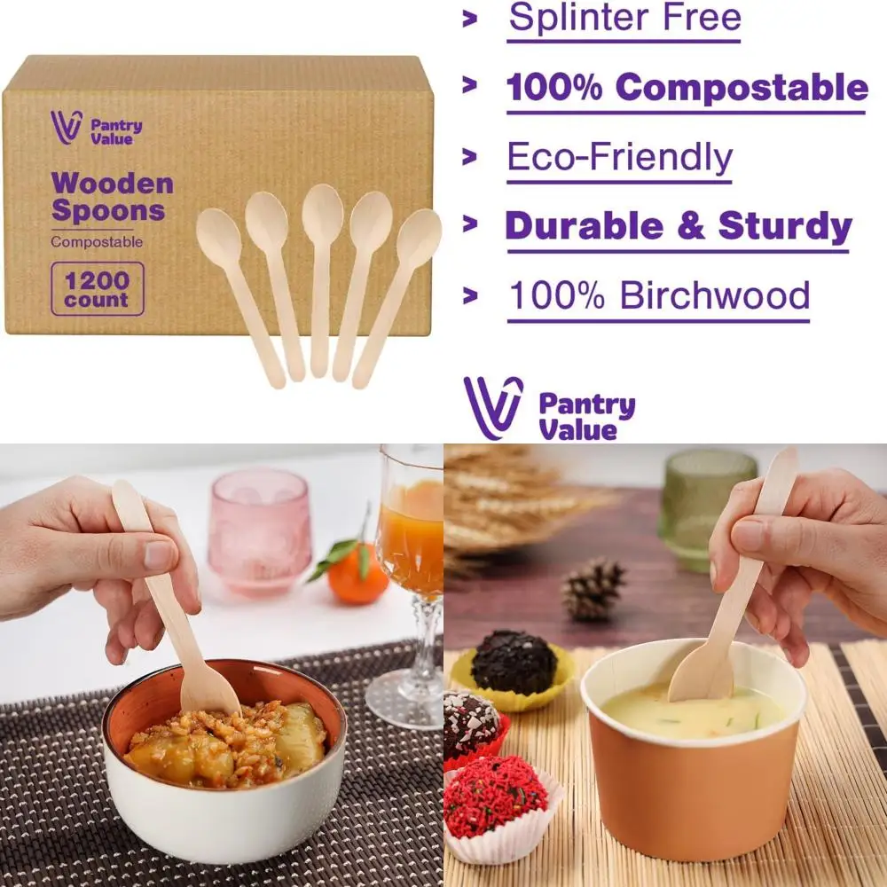 Eco-Friendly Biodegradable Disposable Wooden Spoons, Splinter-Free, 1200 Pack for Outdoor Events and Parties
Eco-Friendly Biodegradable Disposable Wooden Spoons, Splinter-Free, 1200 Pack for Outdoor Events and Parties