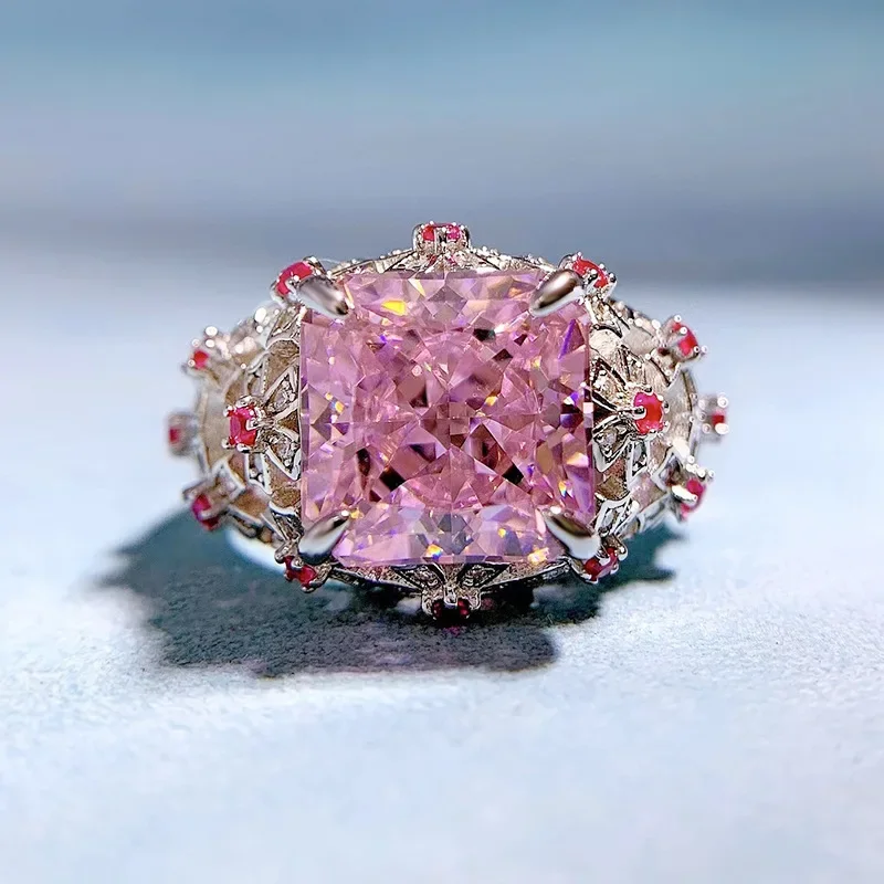 Luxury Pink Created Diamond Ring 100% Real 925 sterling silver Party Wedding band Rings for Women Men Engagement Jewelry Gift
Luxury Pink Created Diamond Ring 100% Real 925 sterling silver Party Wedding band Rings for Women Men Engagement Jewelry Gift