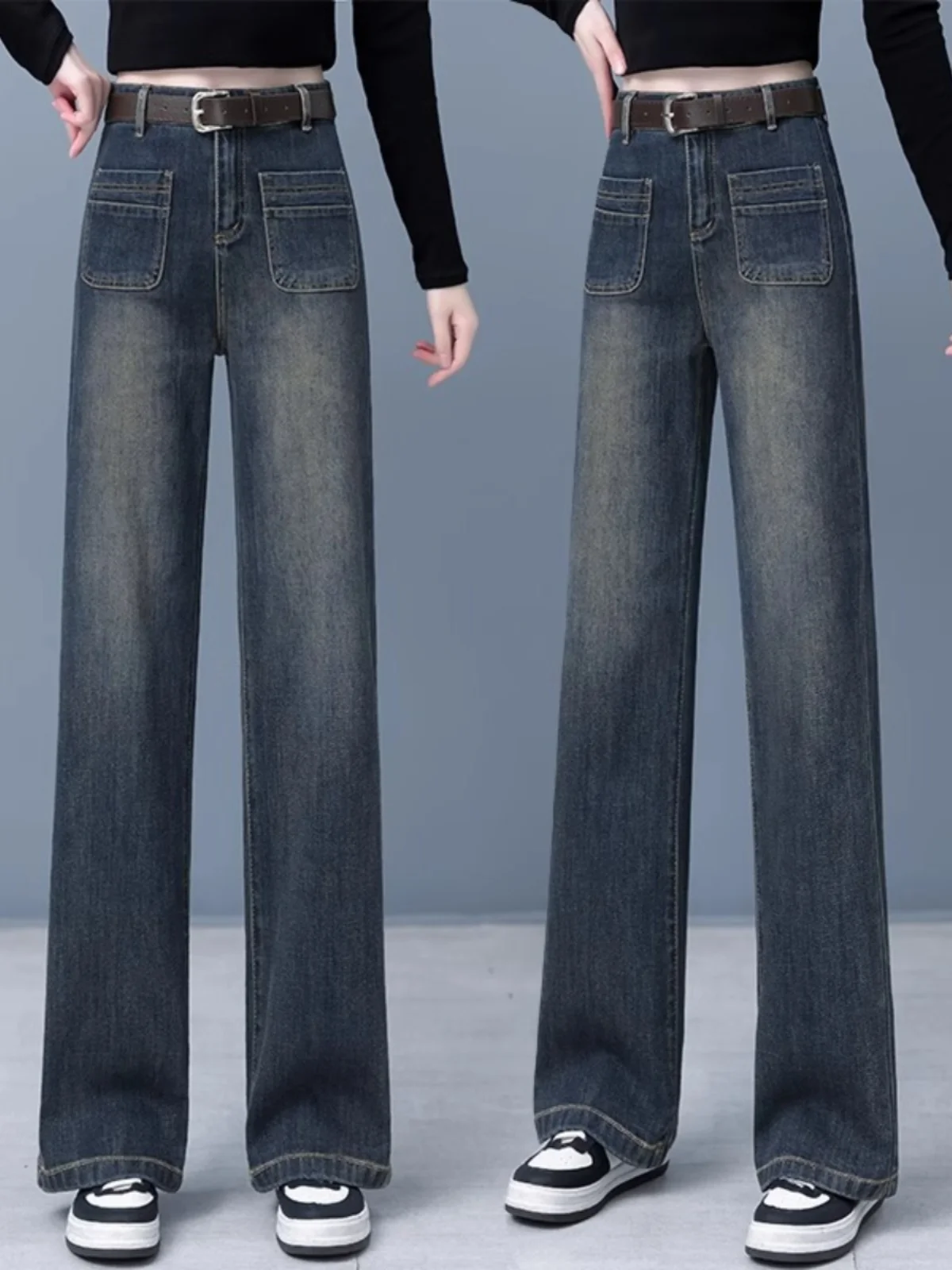 Широкие джинсы с высокой талией, женские облегающие брюки прямого кроя, весна 2025, Новое поступление, большие размеры, темно-синие длинные джинсы
Широкие джинсы с высокой талией, женские облегающие брюки прямого кроя, весна 2025, Новое поступление, большие размеры, темно-синие длинные джинсы