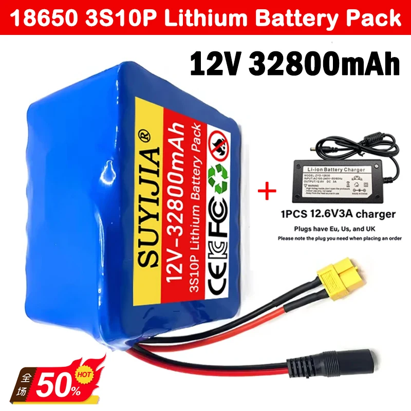 Brand New 11.1V 12V 32800mAh 3S10P Lithium Ion 18650 Battery Pack with BMS for Bait Boat Backup Power Supply CCTV Camera Speaker
Brand New 11.1V 12V 32800mAh 3S10P Lithium Ion 18650 Battery Pack with BMS for Bait Boat Backup Power Supply CCTV Camera Speaker