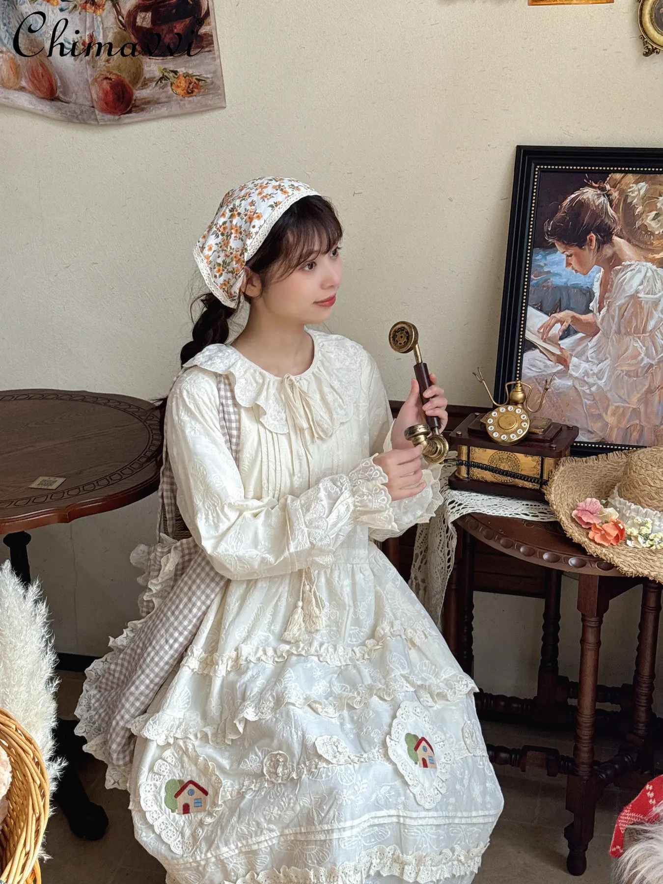 Sweet Girl Lace Ruffle Collar Long Sleeve Dress 2026 Spring and Summer New Cute Retro Tiered Lace Embroidery Base Dresses Women
Sweet Girl Lace Ruffle Collar Long Sleeve Dress 2026 Spring and Summer New Cute Retro Tiered Lace Embroidery Base Dresses Women