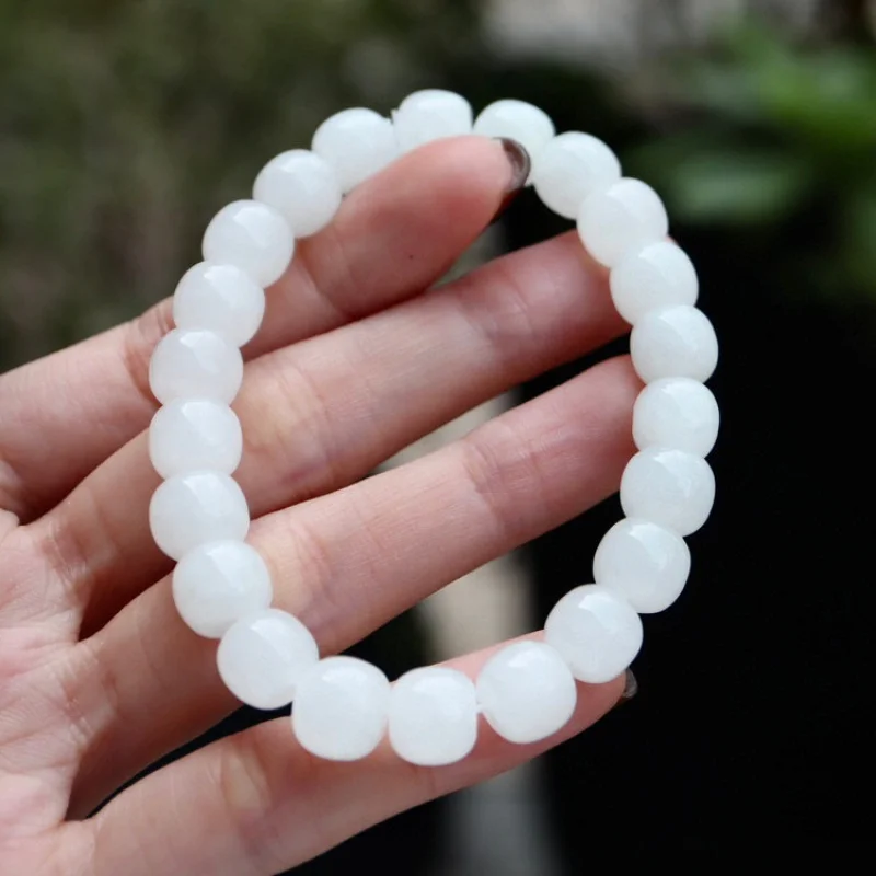 Hetian White Jade 8X9Mm Old-Styled Bead Single Ring Bracelet-Permeable Moisturizing
Hetian White Jade 8X9Mm Old-Styled Bead Single Ring Bracelet-Permeable Moisturizing