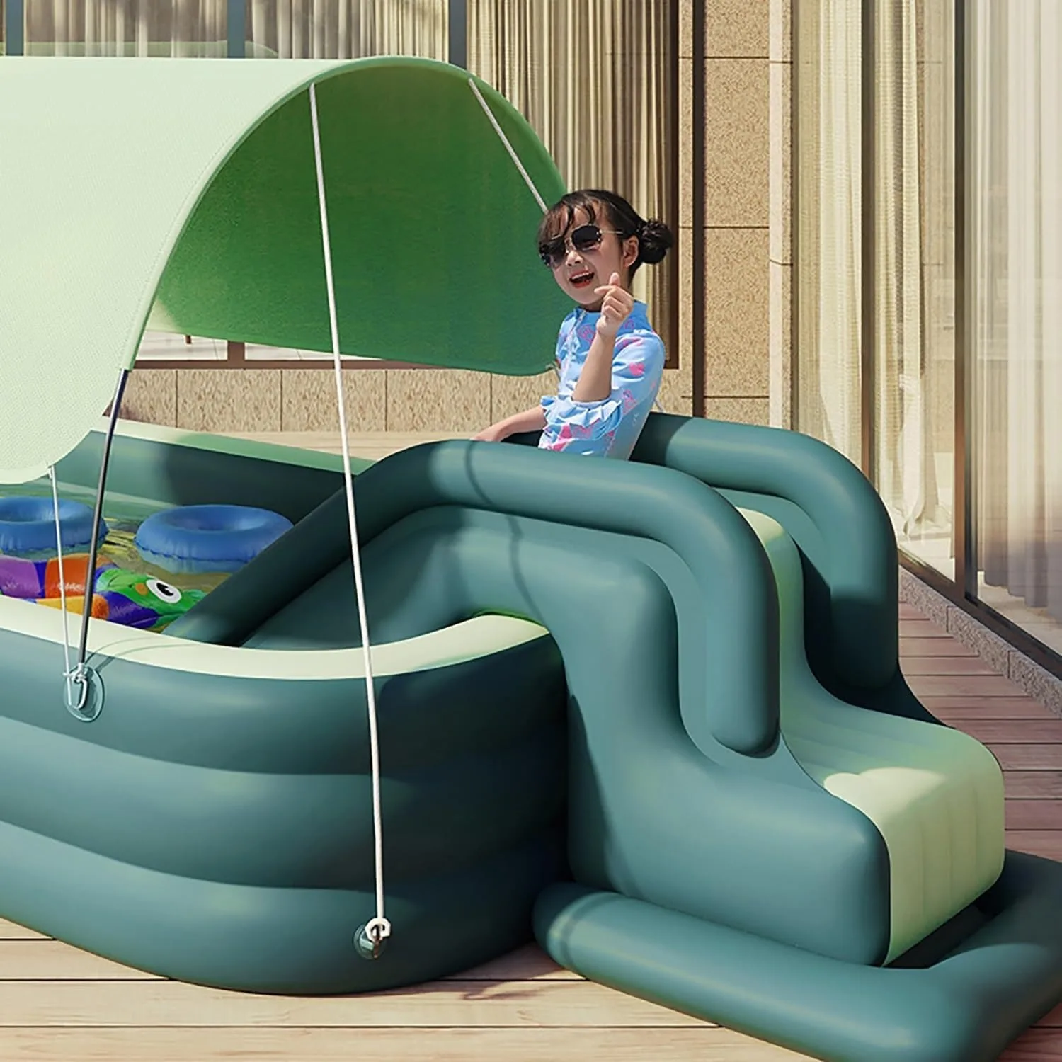 Durable Inflatable Pool, Sunshade & Slide, For Family & Kids, Outdoor Backyard, Custom
Durable Inflatable Pool, Sunshade & Slide, For Family & Kids, Outdoor Backyard, Custom