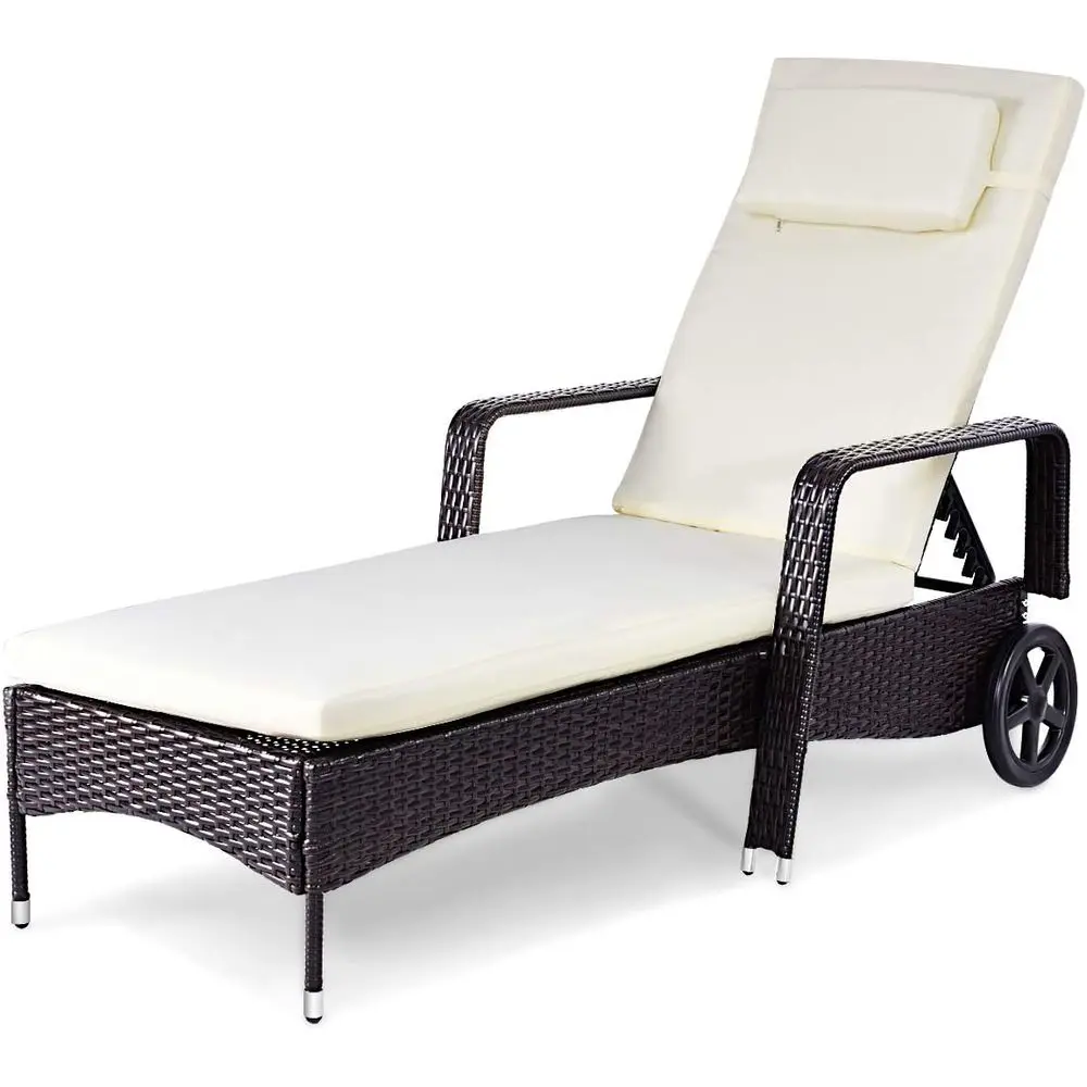 Outdoor Rattan Recliner Chair, Patio Lounge with Adjustable Backrest and Wheels
Outdoor Rattan Recliner Chair, Patio Lounge with Adjustable Backrest and Wheels
