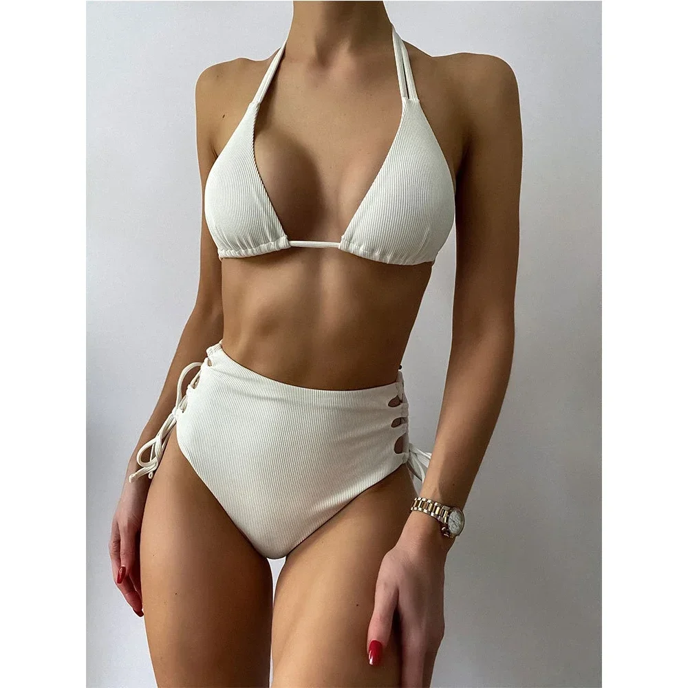 2024 Solid Color 2-piece Swimsuit for Women High Waist Hollow Out Split Bikini Sexy Triangle Cup Halter Backless Bathing Suit
2024 Solid Color 2-piece Swimsuit for Women High Waist Hollow Out Split Bikini Sexy Triangle Cup Halter Backless Bathing Suit