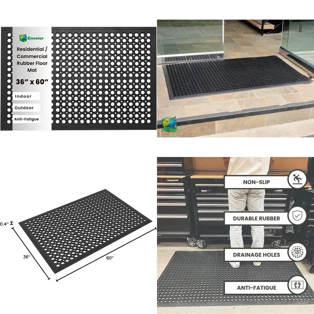 Heavy-Duty Non-Slip Rubber Door Mat with Drainage for Entryways, Kitchens, and Garages - 36 x 60 Commercial Mat
Heavy-Duty Non-Slip Rubber Door Mat with Drainage for Entryways, Kitchens, and Garages - 36 x 60 Commercial Mat