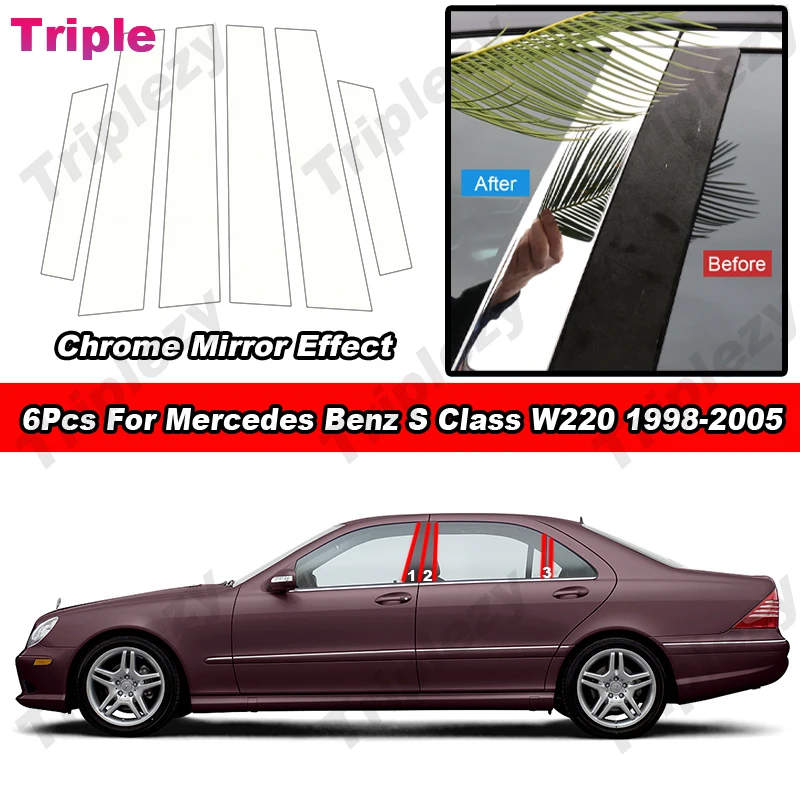 6Pcs Glossy Chrome/Black/Carbon Fiber Car Pillar Posts Door Window Trim Covers Stickers For Mercedes Benz S Class W220 1998-2005
6Pcs Glossy Chrome/Black/Carbon Fiber Car Pillar Posts Door Window Trim Covers Stickers For Mercedes Benz S Class W220 1998-2005
