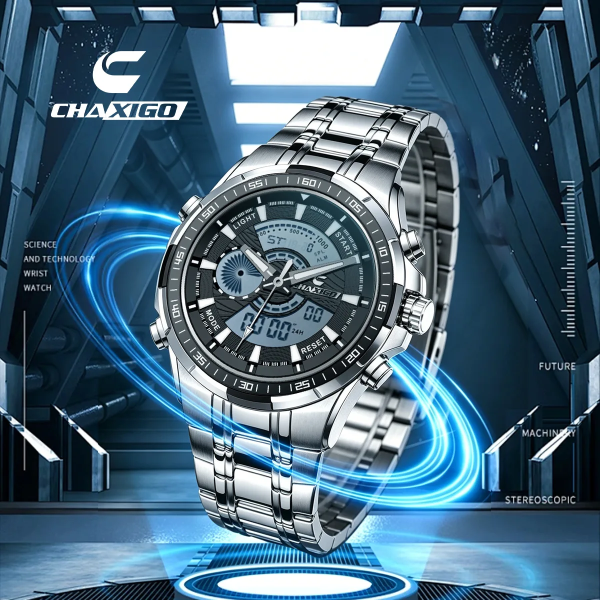 CHAXIGO 305 New Brand Men's Leisure Multifunctional Electronic Dual Display Alloy Case Light Luxury Light Watches for Man Reloj
CHAXIGO 305 New Brand Men's Leisure Multifunctional Electronic Dual Display Alloy Case Light Luxury Light Watches for Man Reloj