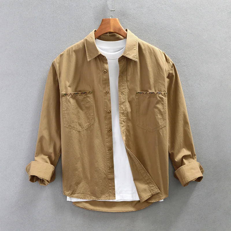 Spring new Japanese retro design casual long sleeved shirt men's double pocket loose artistic youth fashion versatile shirt
Spring new Japanese retro design casual long sleeved shirt men's double pocket loose artistic youth fashion versatile shirt