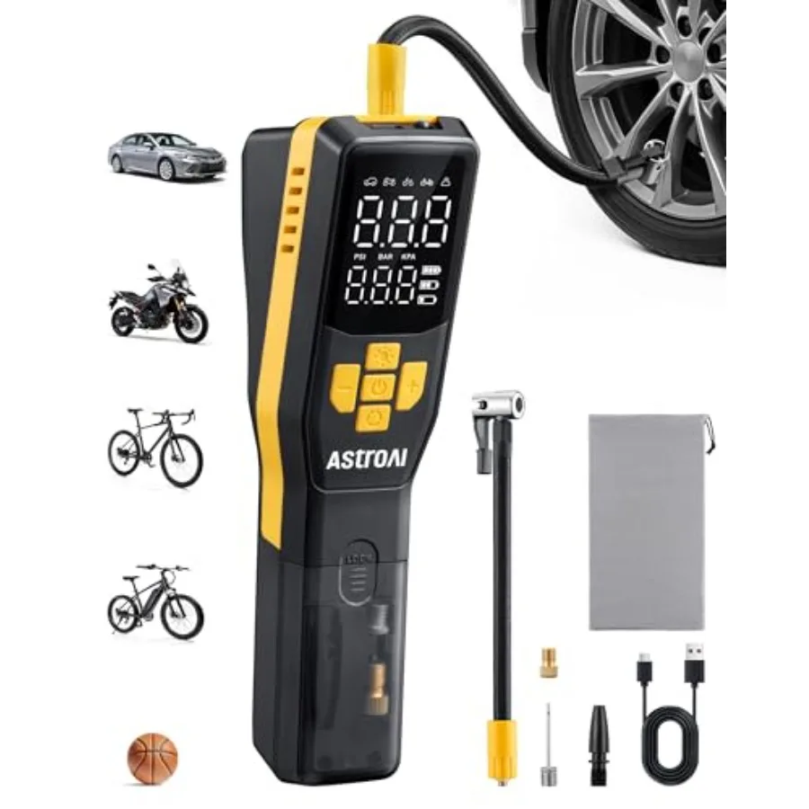 150 PSI Tire Inflator Portable Air Compressor for Car Tires Cordless Bike Pump with LCD Display Auto Shut-Off 5 Modes Air Pump
150 PSI Tire Inflator Portable Air Compressor for Car Tires Cordless Bike Pump with LCD Display Auto Shut-Off 5 Modes Air Pump