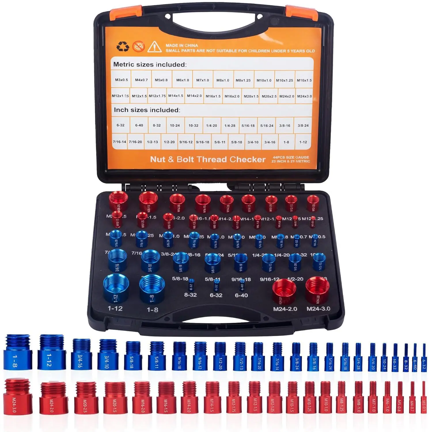 44PCS Nut and Bolt Thread Gauge Set Metric & SAE Measurement Fast Size Check Storage Case Included High Speed Steel Material
44PCS Nut and Bolt Thread Gauge Set Metric & SAE Measurement Fast Size Check Storage Case Included High Speed Steel Material