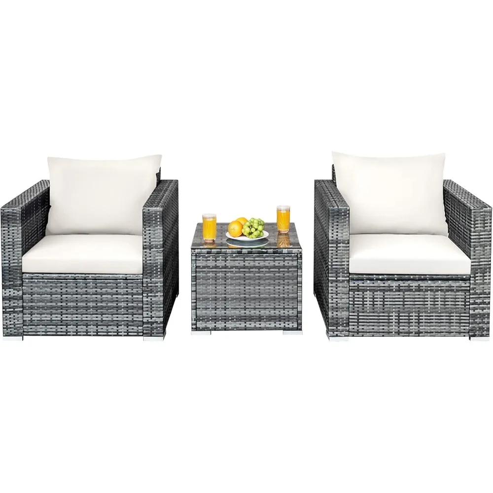 3 PCS Patio Conversation Set Outdoor Rattan Wicker Sofa Set with Coffee Table Patio Furniture Set with Soft Cushions for Balcon
3 PCS Patio Conversation Set Outdoor Rattan Wicker Sofa Set with Coffee Table Patio Furniture Set with Soft Cushions for Balcon