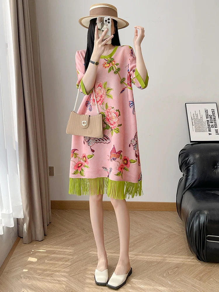 Casual Loose Waist Pleated Dress Pink Floral Print High Elasticity Polyester Fiber Spring Autumn Season A-Line Skirt
Casual Loose Waist Pleated Dress Pink Floral Print High Elasticity Polyester Fiber Spring Autumn Season A-Line Skirt