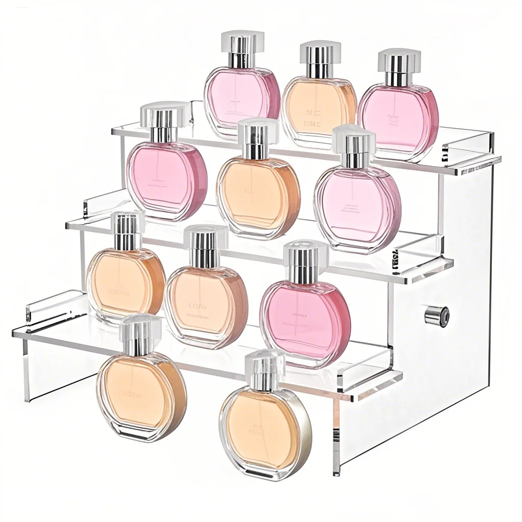 3-х уровневая акриловая витрина, прочная витрина для кексов, парфюмерной куклы, прозрачная трапециевидная слепая коробка, полка для хранения 
3-х уровневая акриловая витрина, прочная витрина для кексов, парфюмерной куклы, прозрачная трапециевидная слепая коробка, полка для хранения