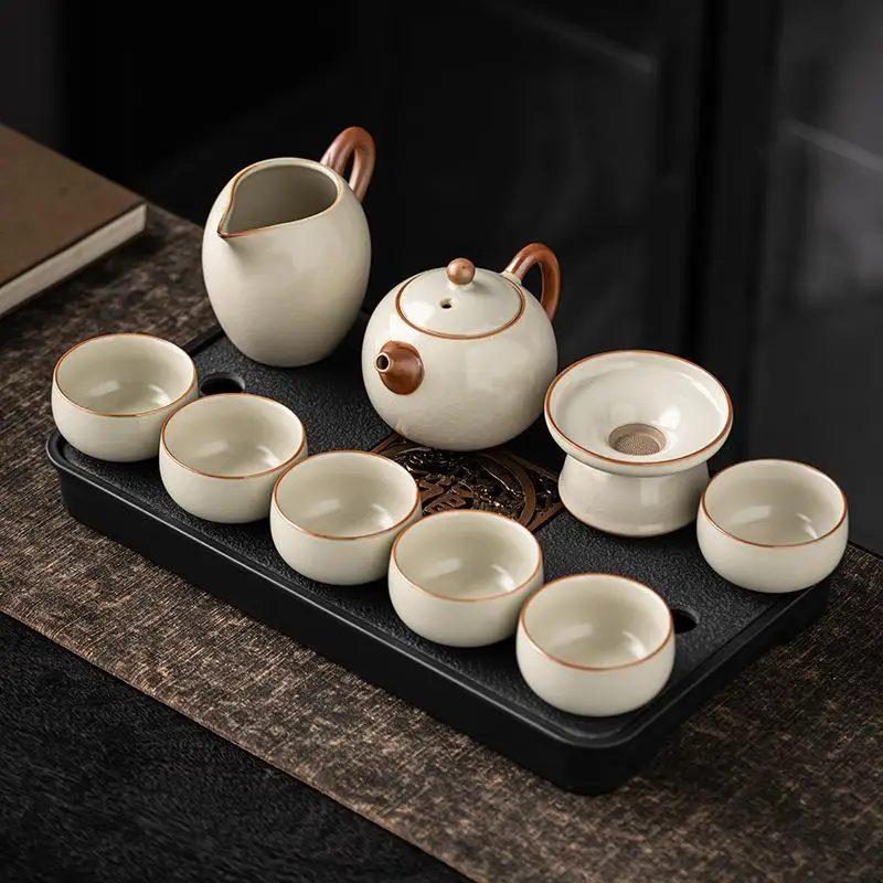 Premium Chinese Ceramics Tea Set Gongfu Tea Pot Tea Cups Ice Crack Patterned Durable Stainless Steel Tea Tray for 6 People
Premium Chinese Ceramics Tea Set Gongfu Tea Pot Tea Cups Ice Crack Patterned Durable Stainless Steel Tea Tray for 6 People