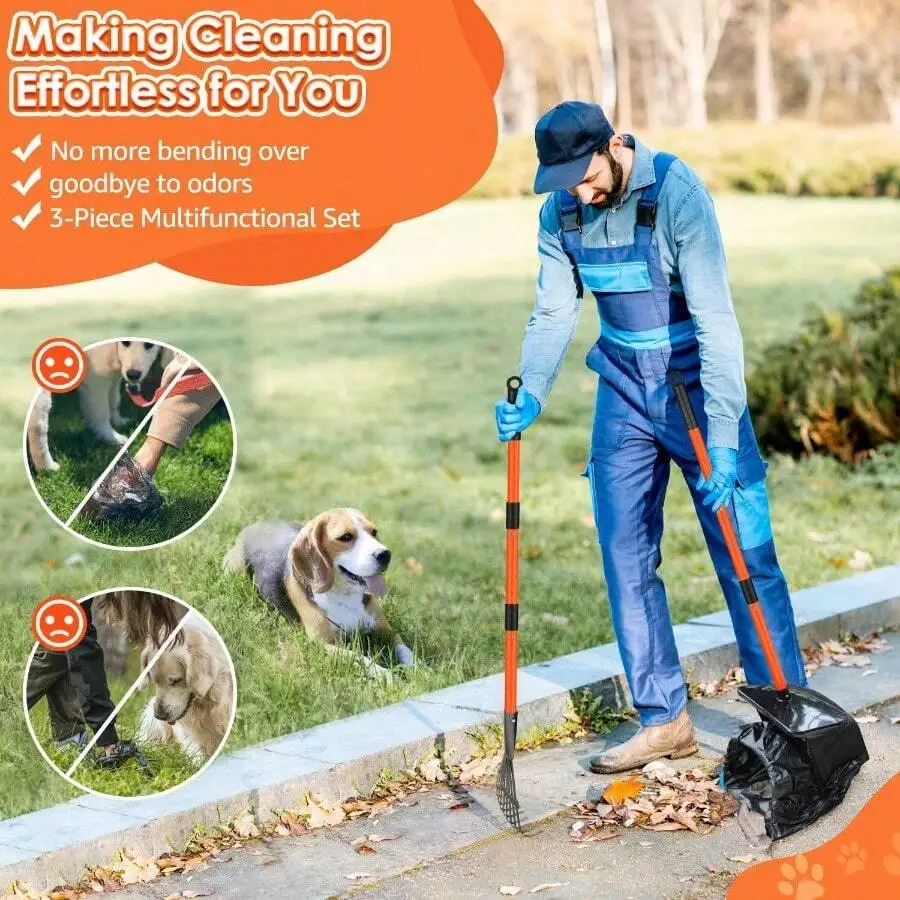 3-Piece Dog Poop Scooper Set With Trash Bag Holder Outdoor Pet Waste Picker Rake And Shovel
3-Piece Dog Poop Scooper Set With Trash Bag Holder Outdoor Pet Waste Picker Rake And Shovel