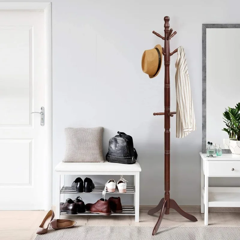 Height Adjustable Coat Rack Freestanding, Rubber Wood Hall Tree, Entryway Coat Hanger Stand with 9 Hooks & Stable Tri-L
Height Adjustable Coat Rack Freestanding, Rubber Wood Hall Tree, Entryway Coat Hanger Stand with 9 Hooks & Stable Tri-L