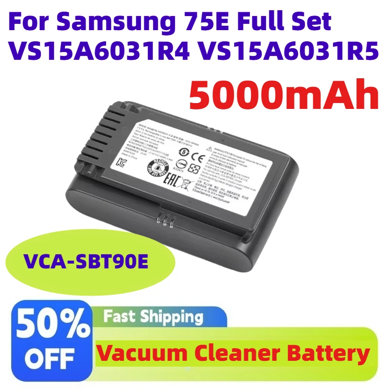 В наличии: Аккумулятор VCA-SBT90E 21.6V 5000mAh для пылесосов Samsung 75E (полный комплект), VS15A6031R4, VS15A6031R5
В наличии: Аккумулятор VCA-SBT90E 21.6V 5000mAh для пылесосов Samsung 75E (полный комплект), VS15A6031R4, VS15A6031R5