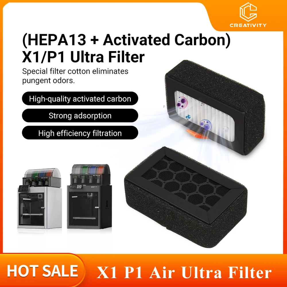 Creativity Air Filter Ultra for X1 X1C P1P P1S P2S 3D Printer Accessories HEPA 13 + Activated Carbon Filter Cartridge Air Filter
Creativity Air Filter Ultra for X1 X1C P1P P1S P2S 3D Printer Accessories HEPA 13 + Activated Carbon Filter Cartridge Air Filter