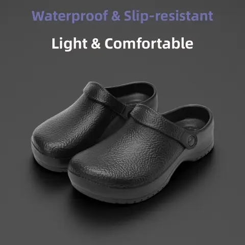 Litfun Summer Clogs Slippers For Men New Waterproof Oil-proof Kitchen Chef Shoes Outdoor Antiskid Garden Shoes EVA Beach Sandals