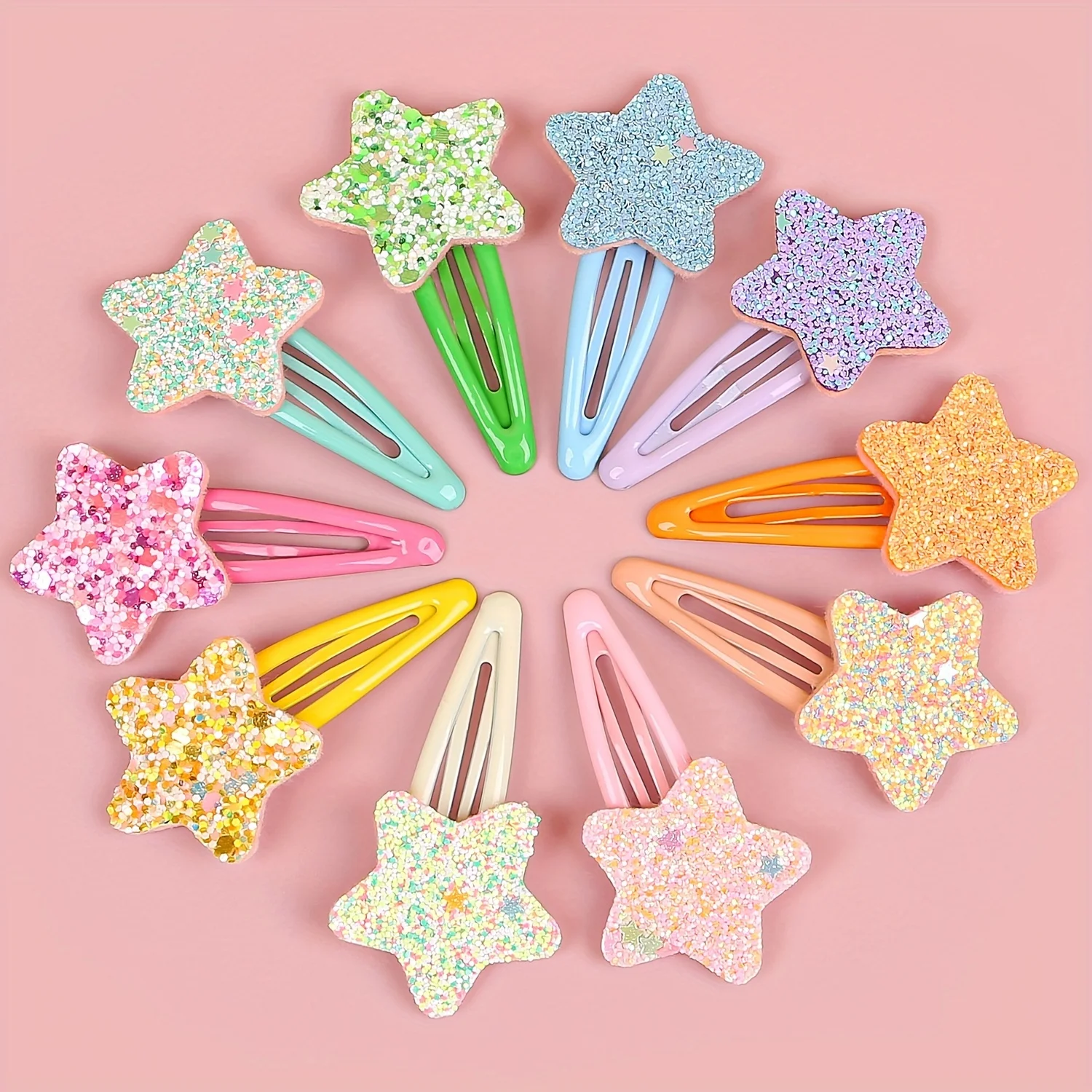 Sparkling Star Hair Clips for Girls - Glittery Multicolor Pentagram Hairpins, Perfect for Everyday Use.
Sparkling Star Hair Clips for Girls - Glittery Multicolor Pentagram Hairpins, Perfect for Everyday Use.