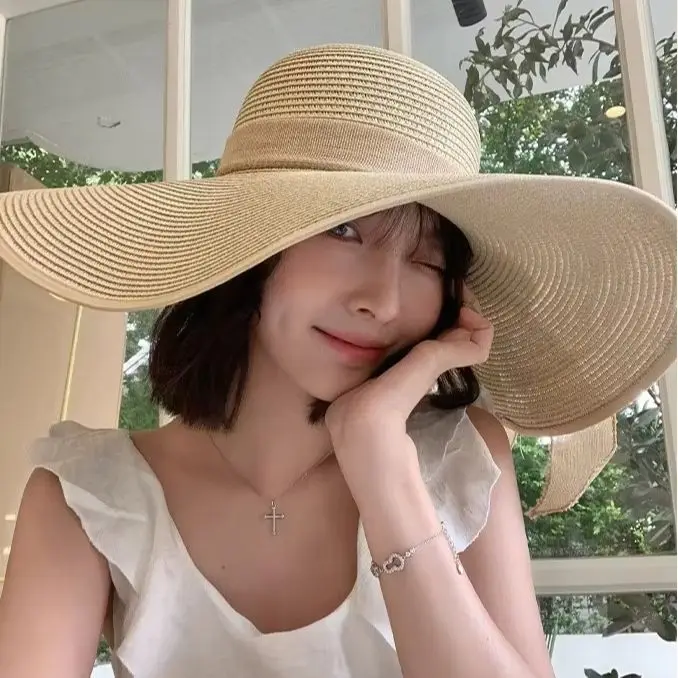 Women’s Wide-Brimmed Lace-Trimmed Woven Straw Hat with Bow Travel Sun Protection and Beach Sun Hat Flower
Women’s Wide-Brimmed Lace-Trimmed Woven Straw Hat with Bow Travel Sun Protection and Beach Sun Hat Flower