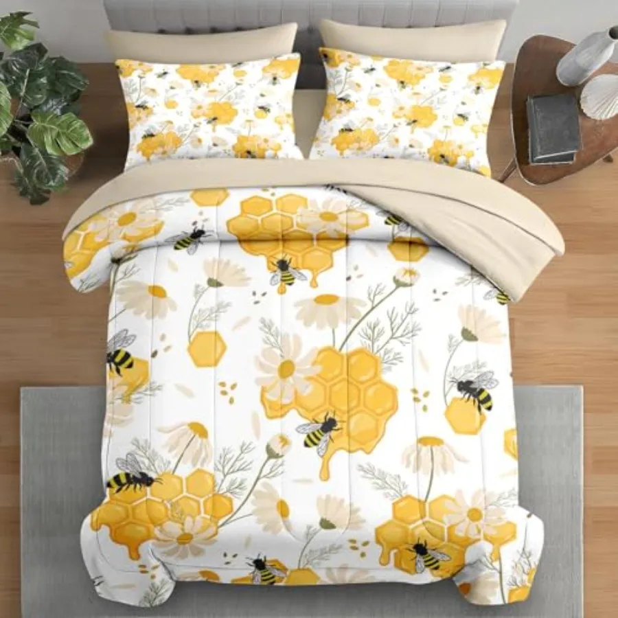 Comforter Set Size, Honey Flower 7 Pcs Bedding for and Adults, Spring Floral Summer Bed Sheet Sets with Fitted Sheet 2 Pillowca
Comforter Set Size, Honey Flower 7 Pcs Bedding for and Adults, Spring Floral Summer Bed Sheet Sets with Fitted Sheet 2 Pillowca