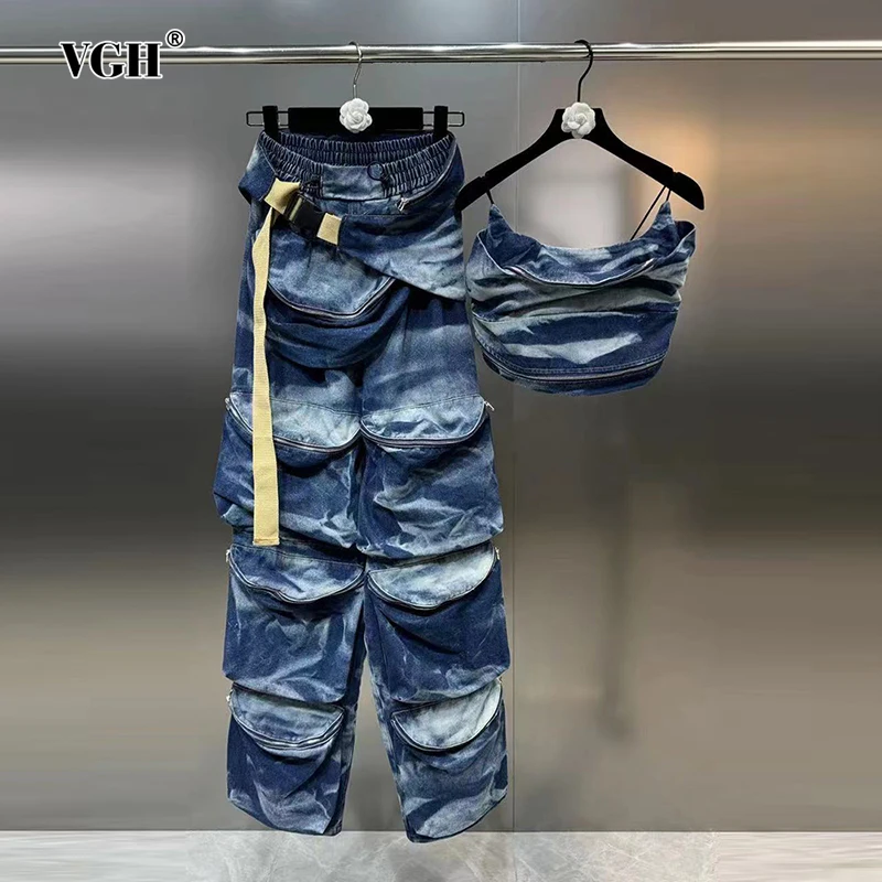 VGH Casual Two Piece Set For Women Square Collar Sleeveless Camis High Waist Long Pants Hit Color Denim Sets Female Fashion New
VGH Casual Two Piece Set For Women Square Collar Sleeveless Camis High Waist Long Pants Hit Color Denim Sets Female Fashion New