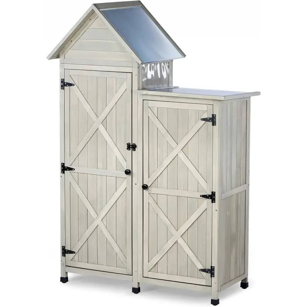 Outdoor Storage Cabinet|Waterproo Metal Roo & Wooden Veal Design, Tall Garden Tool Shed with Multiple Shelves or Patio, Backyard
Outdoor Storage Cabinet|Waterproo Metal Roo & Wooden Veal Design, Tall Garden Tool Shed with Multiple Shelves or Patio, Backyard