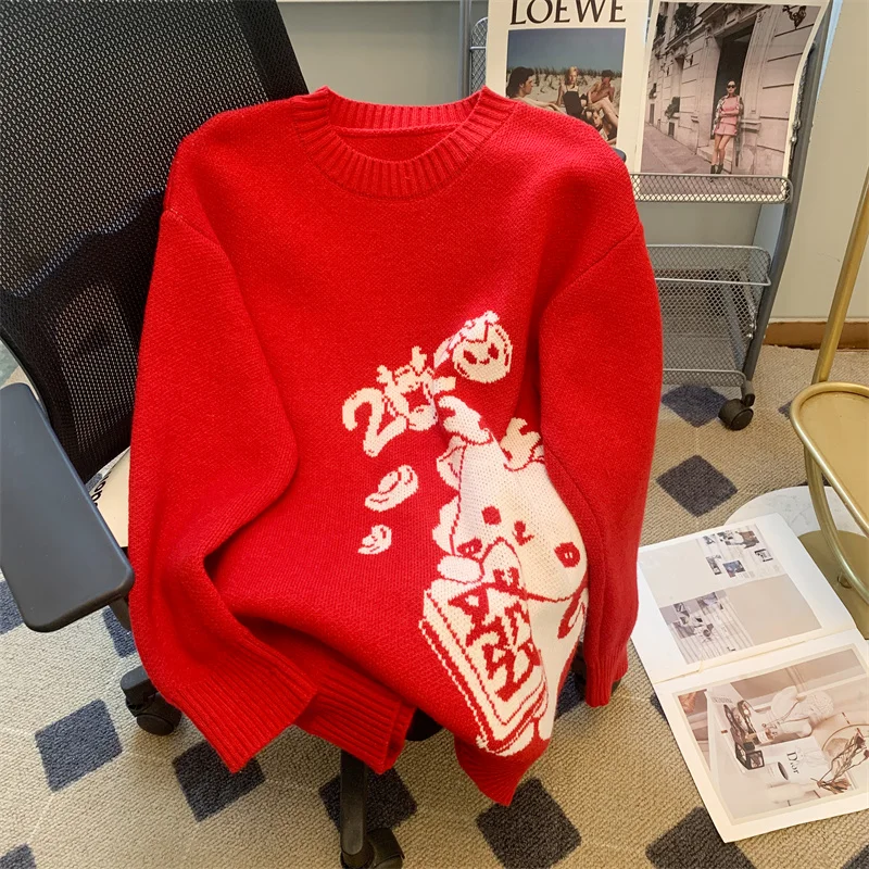 Winter New Lazy Style Women Warm Sweaters Thick 2024 Red Color Knitted Thick Lady Jumpers Female Tops Loose Clothing K9603
Winter New Lazy Style Women Warm Sweaters Thick 2024 Red Color Knitted Thick Lady Jumpers Female Tops Loose Clothing K9603