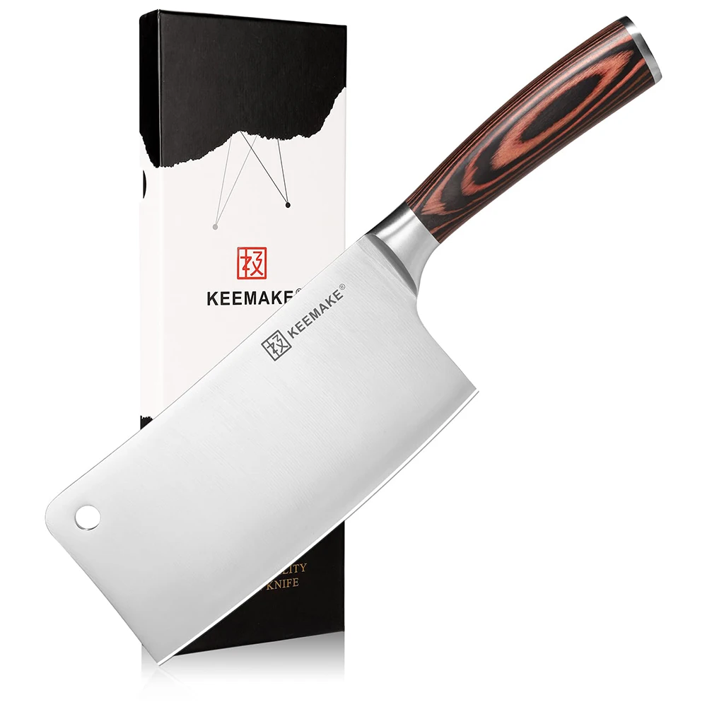 KEEMAKE Chinese Cleaver Knife 7 Inch Stainless Steel Chef's Cutting Knife Ultra Sharp Vegetable Fruit Slicer Pakkawood Handle
KEEMAKE Chinese Cleaver Knife 7 Inch Stainless Steel Chef's Cutting Knife Ultra Sharp Vegetable Fruit Slicer Pakkawood Handle