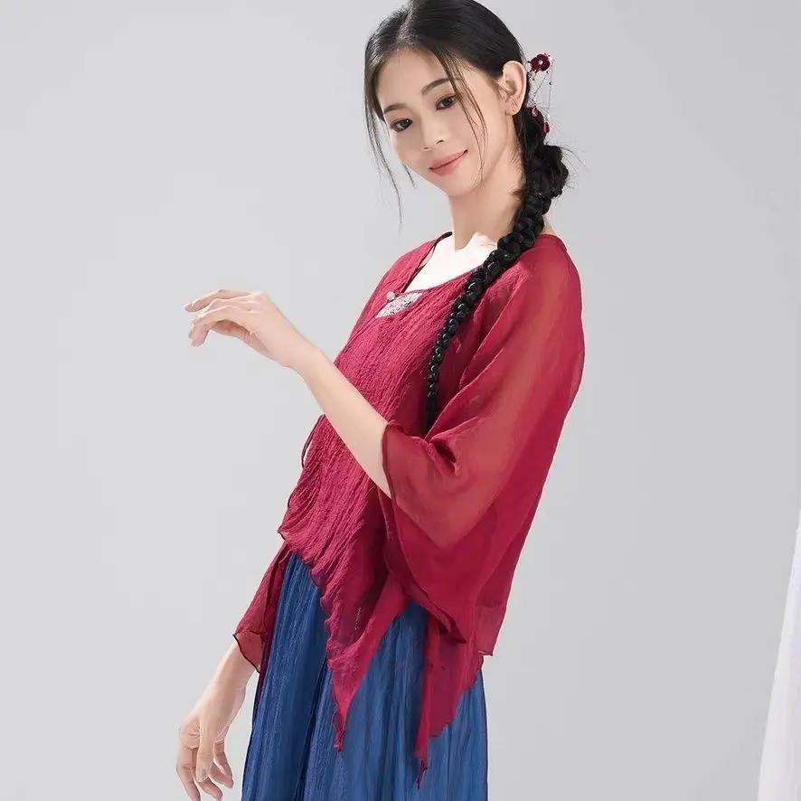 Elegant Red Embroidered Dance Costume with Flared Sleeves for Classical Dance Practice Uniform High Elasticity for Women
Elegant Red Embroidered Dance Costume with Flared Sleeves for Classical Dance Practice Uniform High Elasticity for Women