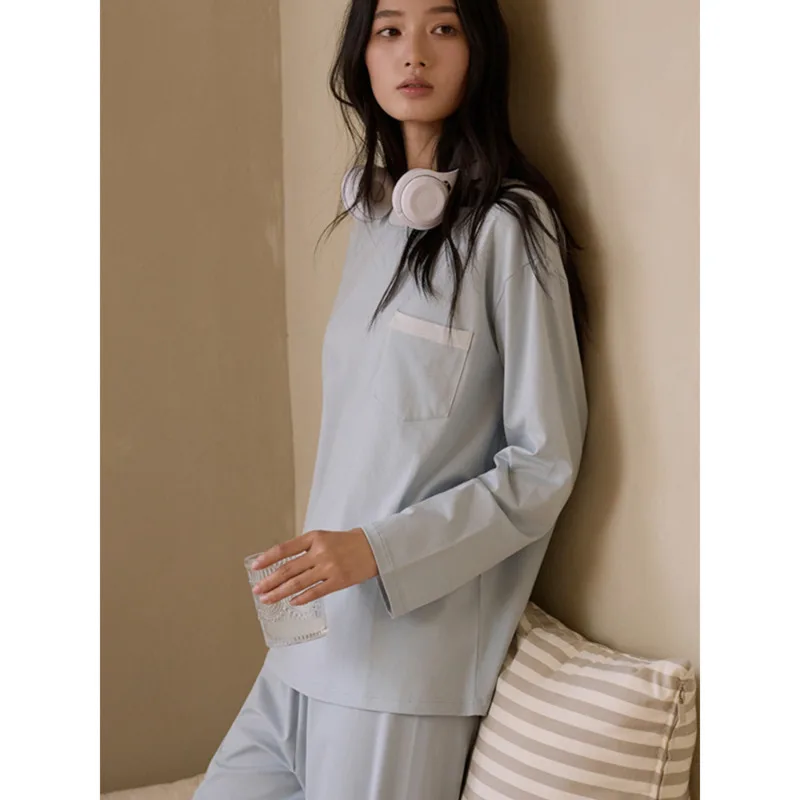 Women's Cotton Pajamas Set Spring Round Neck Long Sleeve Tops,Elastic Waist Long Pants Casual Color Block Pocket Homewear
Women's Cotton Pajamas Set Spring Round Neck Long Sleeve Tops,Elastic Waist Long Pants Casual Color Block Pocket Homewear